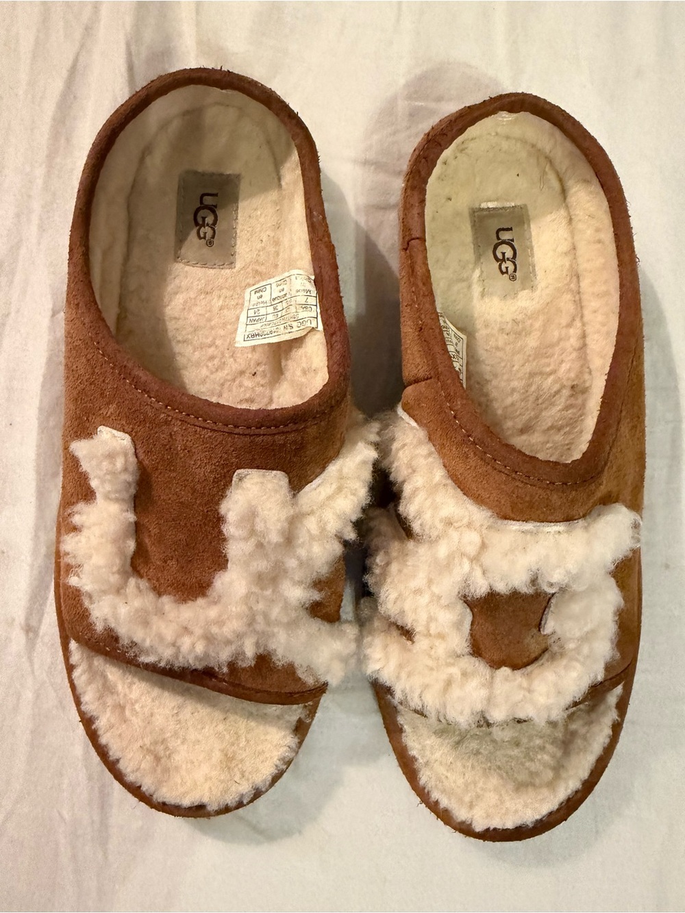 UGG Women’s Brown Shearling Slide Slippers